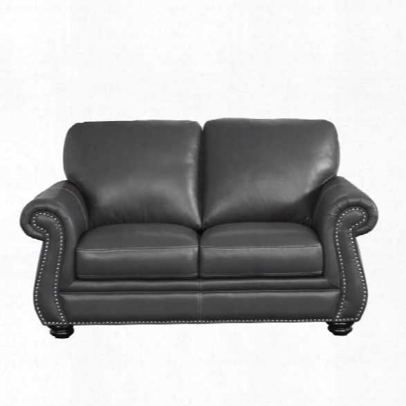 Abbyson Living Austin Leather Loveseat In Gray