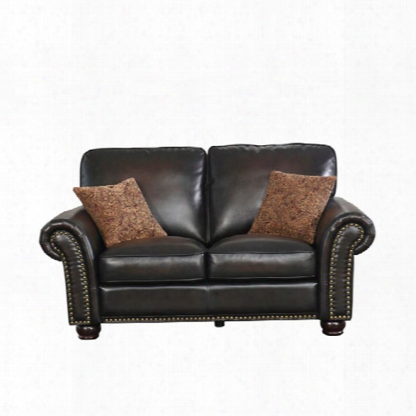 Abbyson Living Frances Bonded Leather Loveseat In Brown