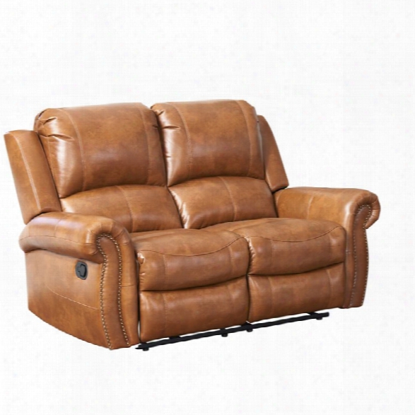 Abbyson Living Winston Leather Reclining Loveseat In Brown