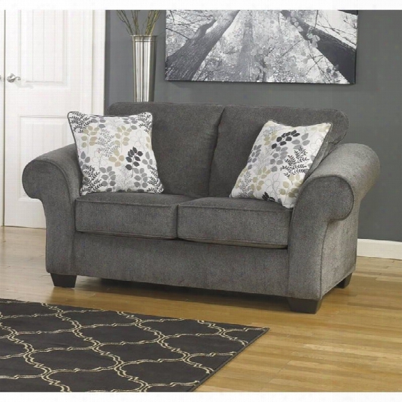 Ashley Makonnen Chenille Loveseat In Charcoal