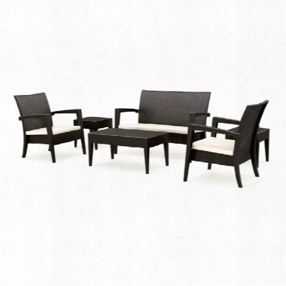 Compamia Miami 6 Piece Resin Patio Conversation Set In Brown