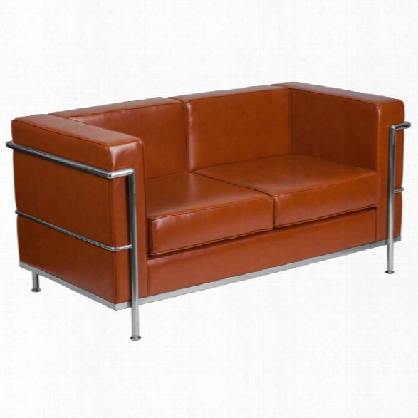 Flash Furniture Faux Leather Loveseat In Orange