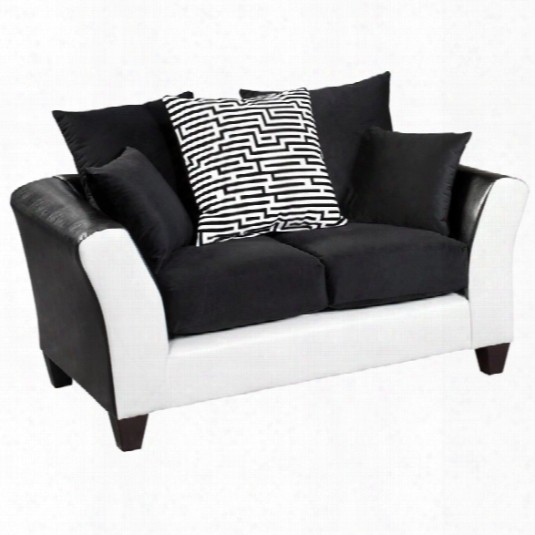 Flash Furniture Jefferson Faux Leather Loveseat In Black And White