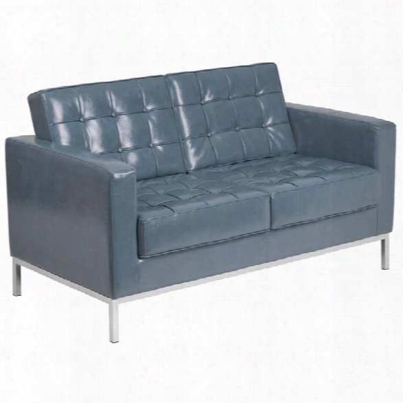 Flash Furniture Lacey Leather Reception Loveseat In Gray