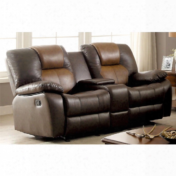 Furniture Of America Aberdeen Reclining Loveseat In Brown