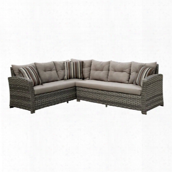 Furniture Of America Callen Patio Faux Rattan Sectional Set In Gray