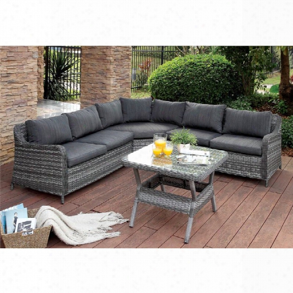 Furniture Of America Marella 2 Piece Patio Sectional Set In Gray