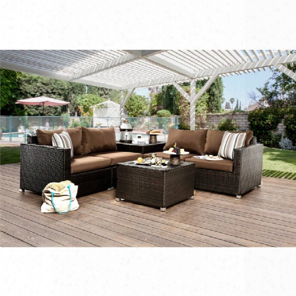 Furniture Of America Marshall 6 Piece Patio Sectional Set In Brown