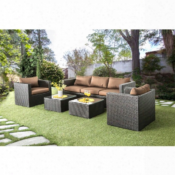 Furniture Of America Marvin 5 Piece Patio Sofa Set In Brown