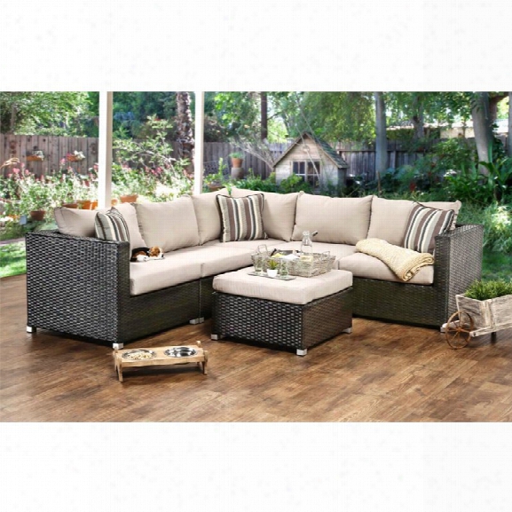 Furniture Of America Nichelle 6 Piece Patio Sectional Set In Ivory