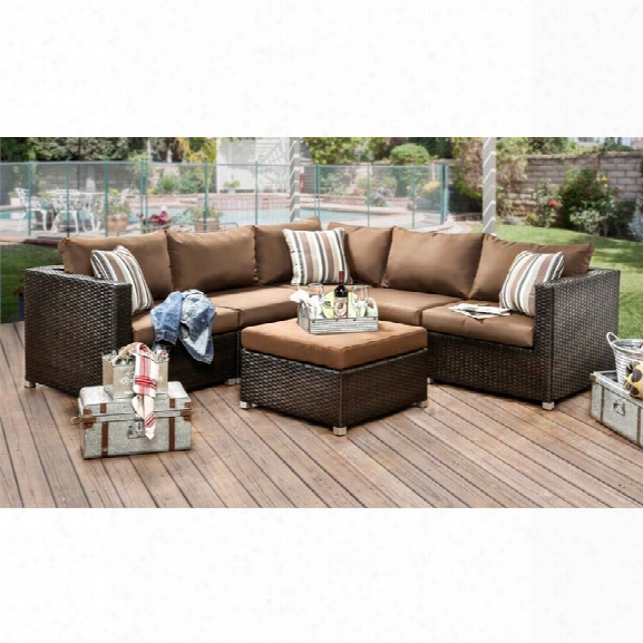 Furniture Of America Nichelle 6 Piece Patio Sectional Set In Brown