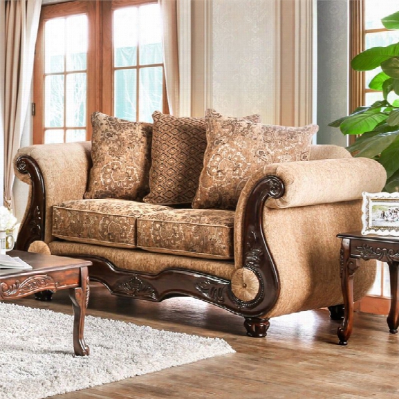 Furniture Of America Rhodes Traditional Loveseat In Gold And Bronze