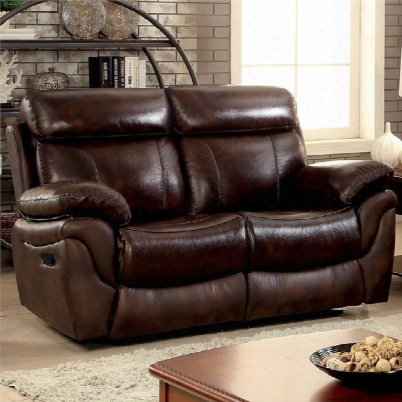 Furniture Of America Roberto Reclining Loveseat In Brown