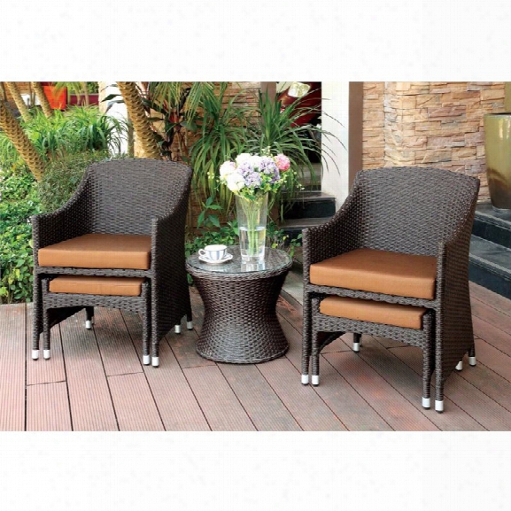 Furniture Of America Sommerfield 5 Piece Patio Wicker Conversation Set