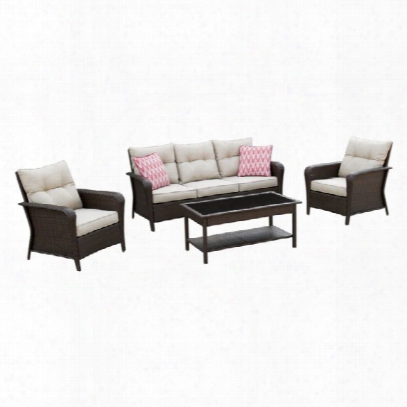 Furniture Of America Trenton 4 Piece Patio Sofa Set In Brown