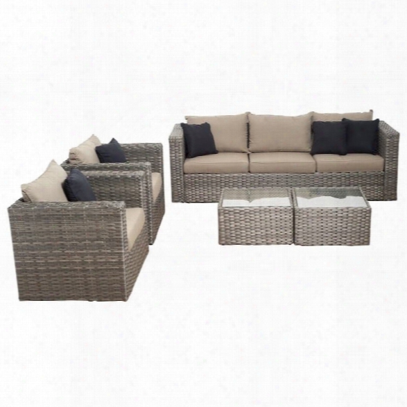 International Home Atlantic 5 Piece Outdoor Sofa Set In Distressed Gray