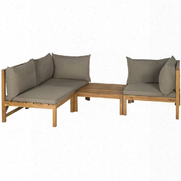 Safavieh Lynwood Outdoor Sectional Teak Brown And Taupe