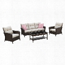 Furniture of America Trenton 4 Piece Patio Sofa Set in Brown