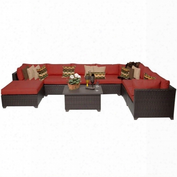 Tkc Belle 9 Piece Outdoor Wicker Sofa Set In Terracotta