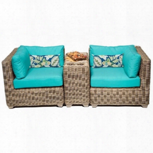 Tkc Cape Cod 3 Piece Outdoor Wicker Sofa Set In Aruba