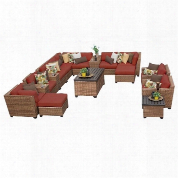 Tkc Laguna 17 Piece Outdoor Wicker Sofa Set In Terracotta