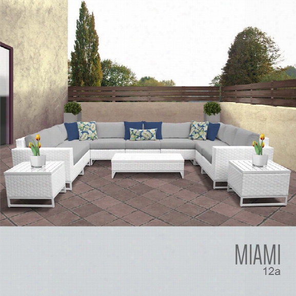 Tkc Miami 12 Piece Patio Wicker Sofa Set In Gray