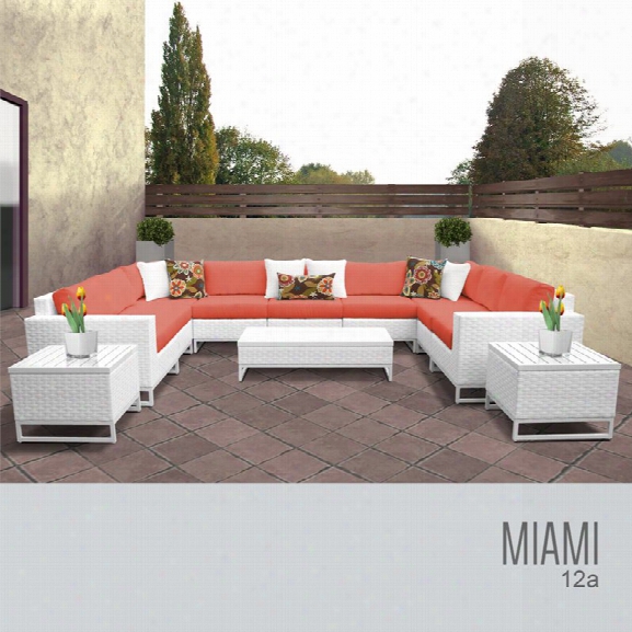 Tkc Miami 12 Piece Patio Wicker Sofa Set In Orange