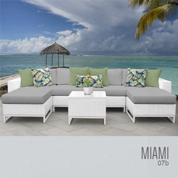 Tkc Miami 7 Piece Patio Wicker Sectional Set In Gray