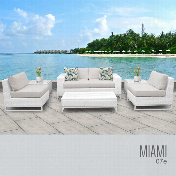 Tkc Miami 7 Piece Patio Wicker Sofa Set In Beige