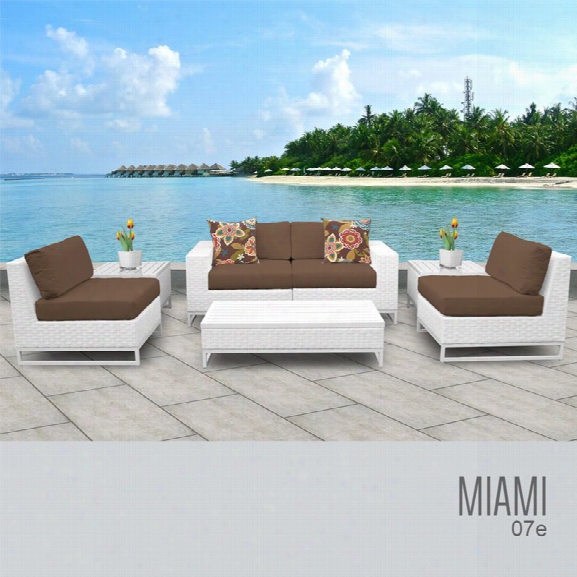 Tkc Miami 7 Piece Patio Wicker Sofa Set In Dark Brown