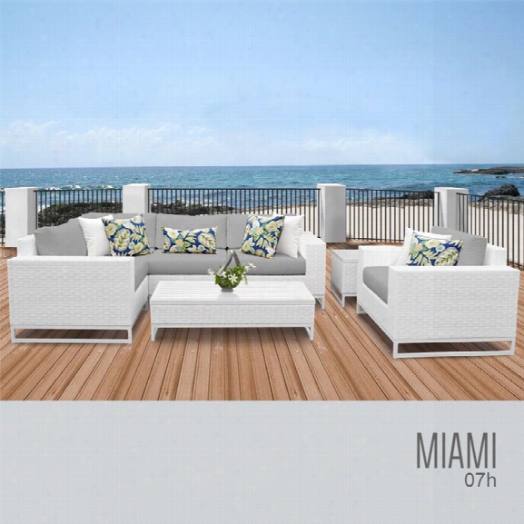 Tkc Miami 7 Piece Patio Wicker Sofa Set In Gray