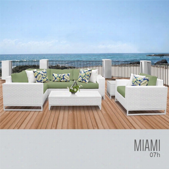 Tkc Miami 7 Piece Patio Wicker Sofa Set In Green