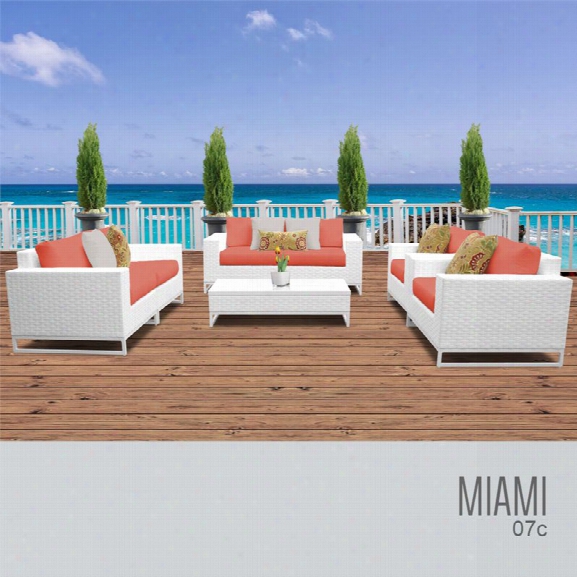 Tkc Miami 7 Piece Patio Wicker Sofa Set In Orange