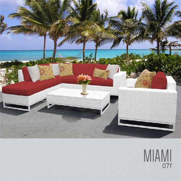 Tkc Miami 7 Piece Patio Wicker Sofa Set In Red