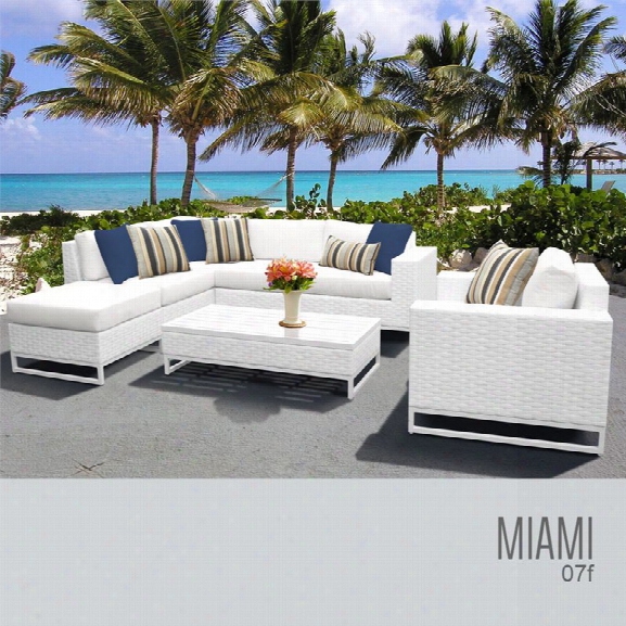 Tkc Miami 7 Piece Patio Wicker Sofa Set In White
