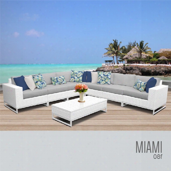 Tkc Miami 8 Piece Patio Wicker Sectional Set In Gray