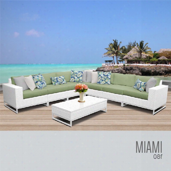 Tkc Miami 8 Piece Patio Wicker Sectional Set In Green