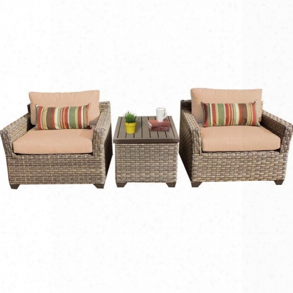 Tkc Monterey 3 Piece Outdoor Wicker Sofa Set In Wheat