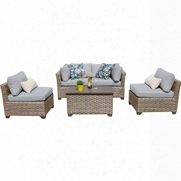 Tkc Monterey 5 Piece Patio Wicker Sofa Set In Gray