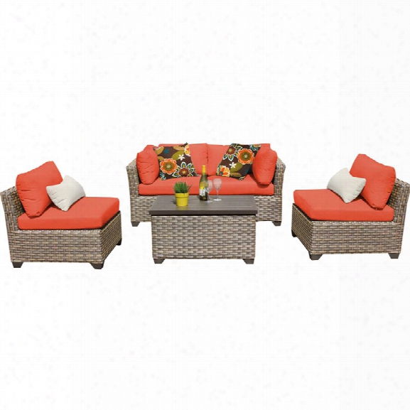 Tkc Monterey 5 Piece Patio Wicker Sofa Set In Orange
