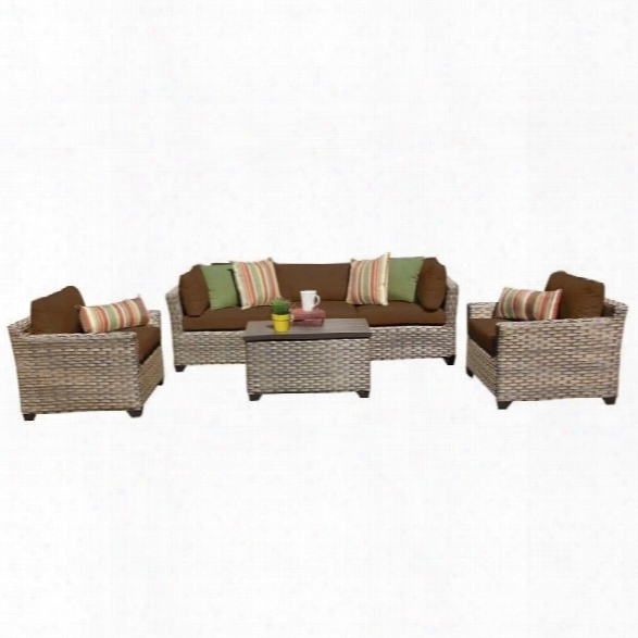 Tkc Monterey 6 Piece Outdoor Wicker Sofa Set In Cocoa