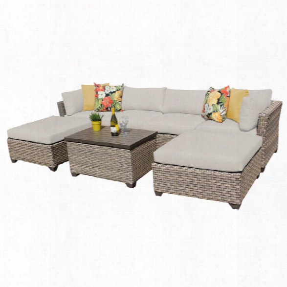 Tkc Monterey 7 Piece Patio Wicker Sectional Set