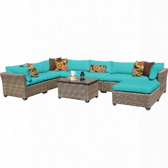 Tkc Monterey 9 Piece Outdoor Wicker Sofa Set In Aruba