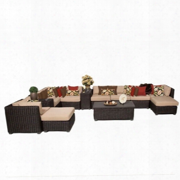 Tkc Venice 13 Piece Outdoor Wicker Sofa Set In Wheat