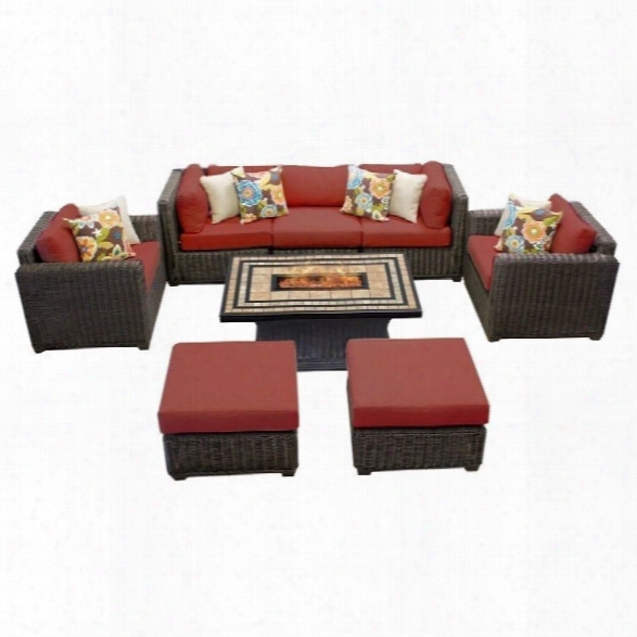 Tkc Venice 8 Piece Outdoor Wicker Sofa Set In Terracotta