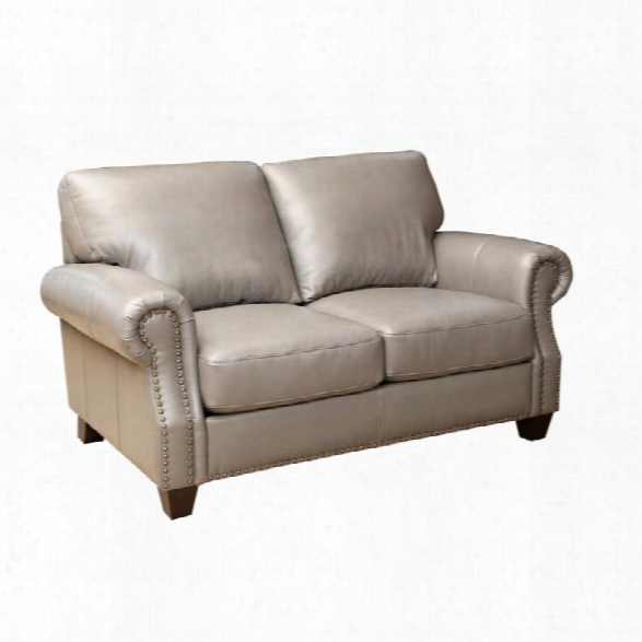 Abbyson Living Lenny Leather Loveseat In Gray