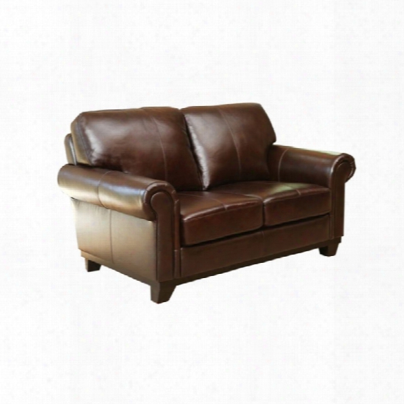 Abbyson Living Lyla Leather Loveseat In Brown