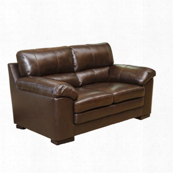 Abbyson Living Torrena Top-grain Leather Loveseat In Brown