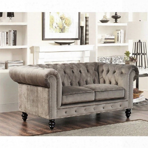 Abbyson Living Velvet Loveseat In Gray