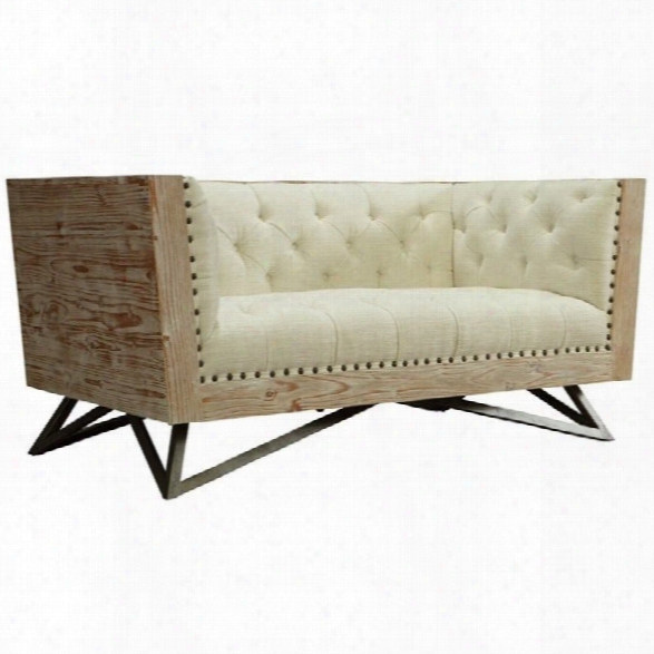 Armen Living Regis Tufted Fabric Loveseat In Cream